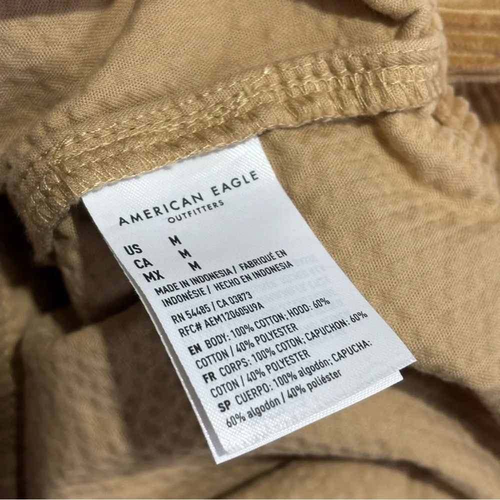 American Eagle Cropped Corduroy Button-Up Hooded Shirt Jacket Size Medium - Picture 13 of 13